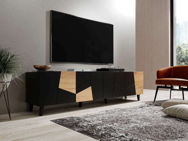 ETNA szafka RTV czarny mat/ czarny mat/ dąb craft | Meble DUO 5903815008030 3