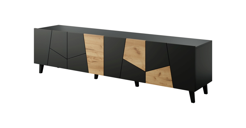 ETNA szafka RTV czarny mat/ czarny mat/ dąb craft | Meble DUO 5903815008030 5