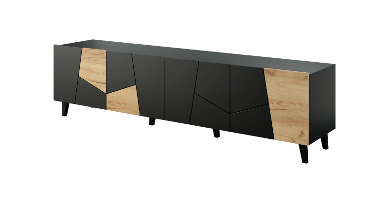 ETNA szafka RTV czarny mat/ czarny mat/ dąb craft | Meble DUO 5903815008030 6