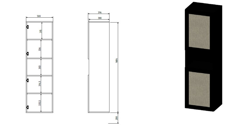 JUTA witryna 2D czarny mat | Meble DUO 5903815008702 2