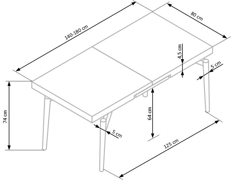 CAMBELL stół rozkładany, blat – naturalny, nogi – czarny | Meble DUO 5905248100404 17