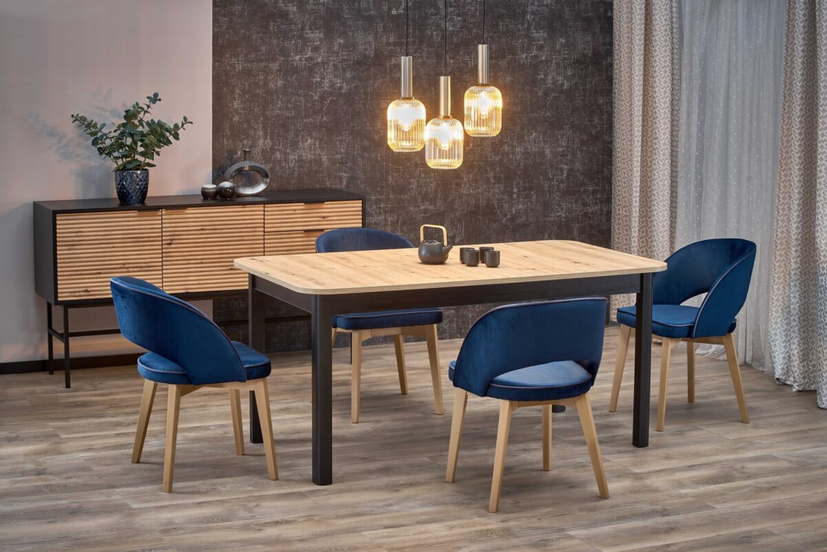 FLORIAN stół rozkładany blat – dąb artisan, nogi – czarny | Meble DUO 5905248102019 1 scaled