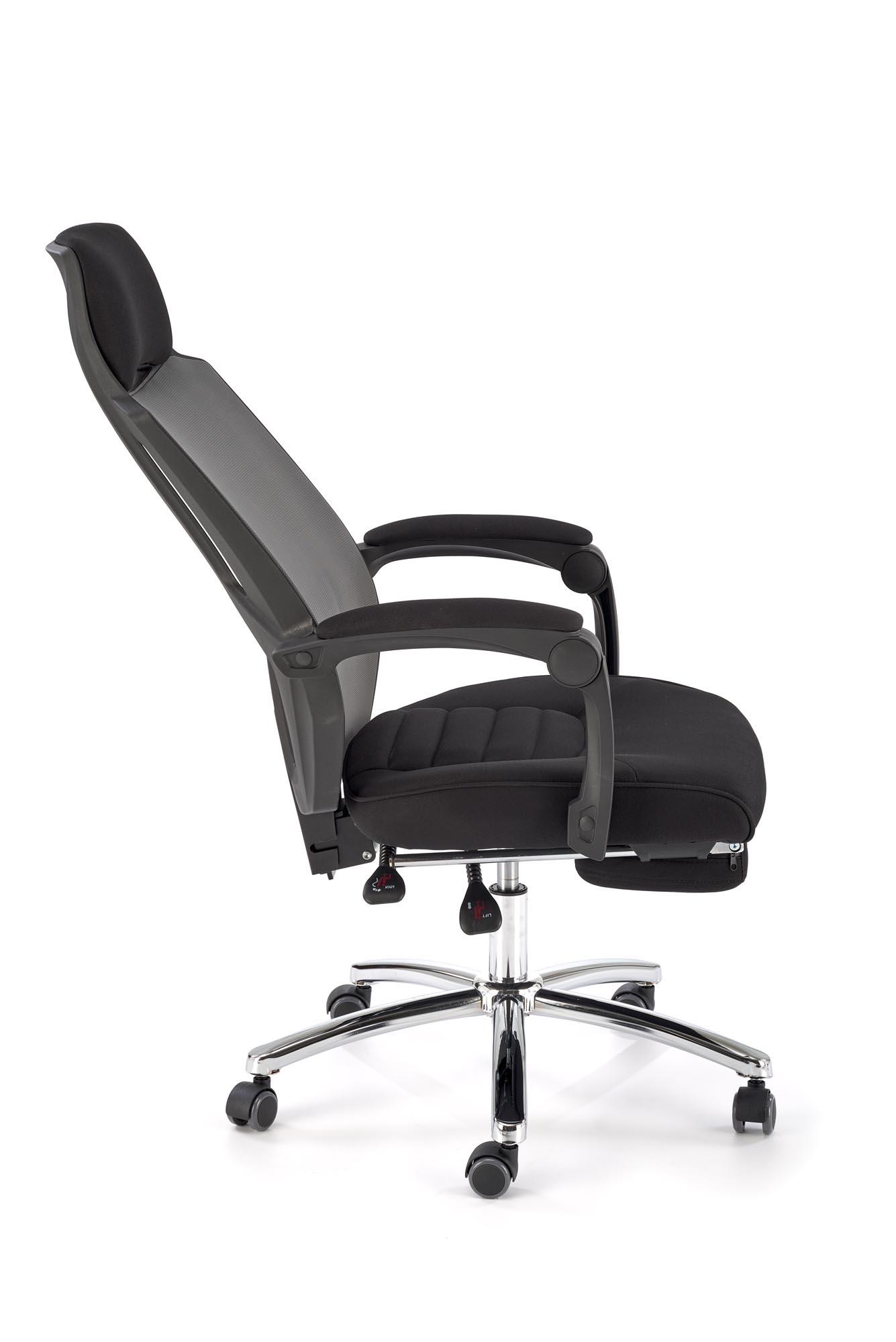 FREEMAN fotel pracowniczy z podnożkiem czarny / popielaty | Meble DUO 5905248115965 5