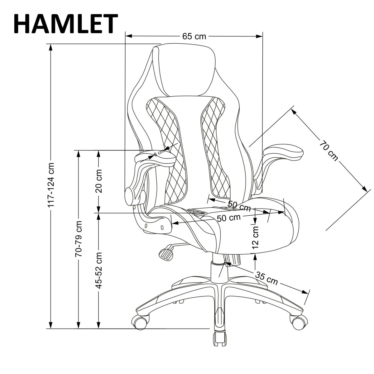 HAMLET fotel gabinetowy czarny / popielaty | Meble DUO 5905248125520 2