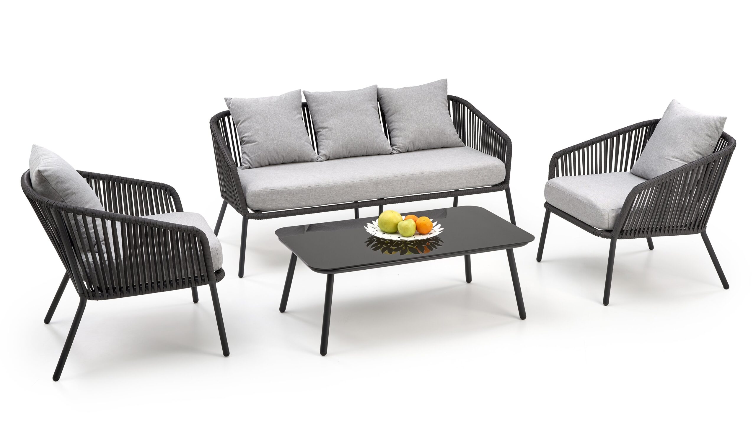 ROCCA zestaw ogrodowy ( sofa + fotel 2x + ława ), ciemny popiel / jasny popiel | Meble DUO 5905248126893 2 scaled