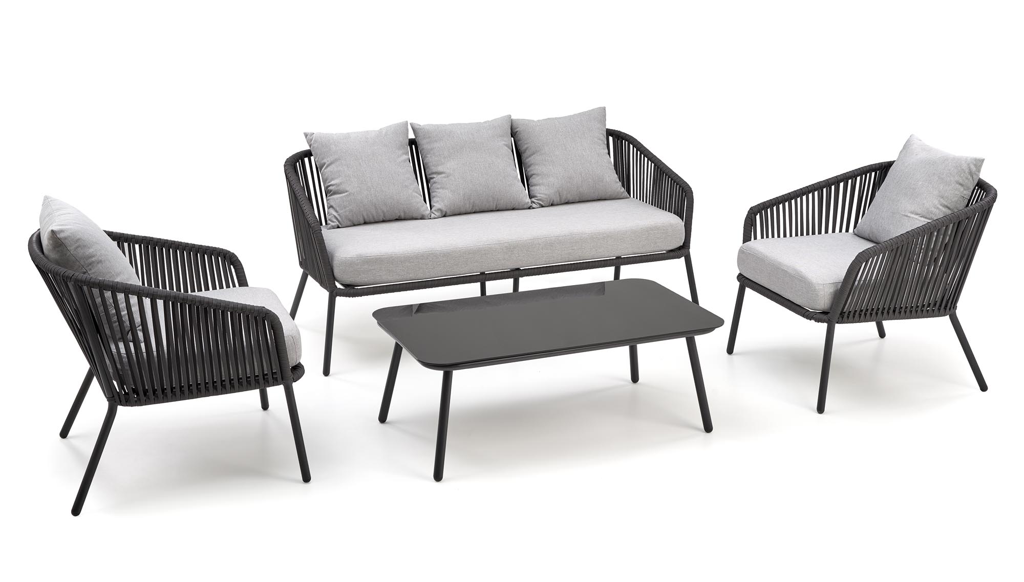 ROCCA zestaw ogrodowy ( sofa + fotel 2x + ława ), ciemny popiel / jasny popiel | Meble DUO 5905248126893 20