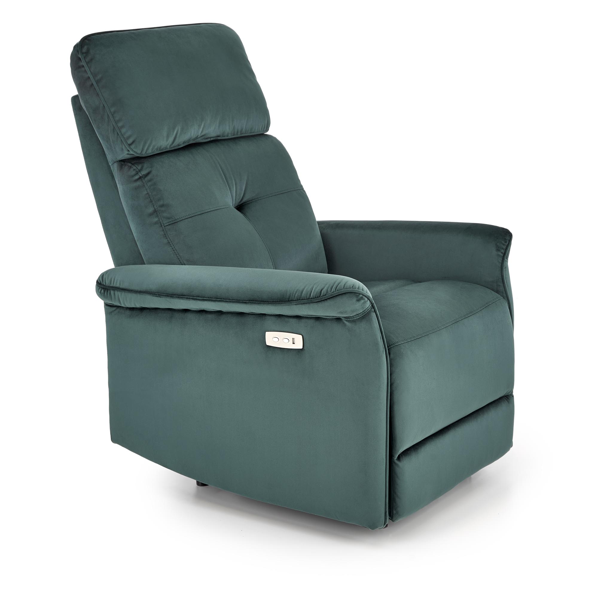 SEMIR fotel z funkcja elektrycznego rozkładania / gniazdo USB, ciemny zielony | Meble DUO 5905248126930 4