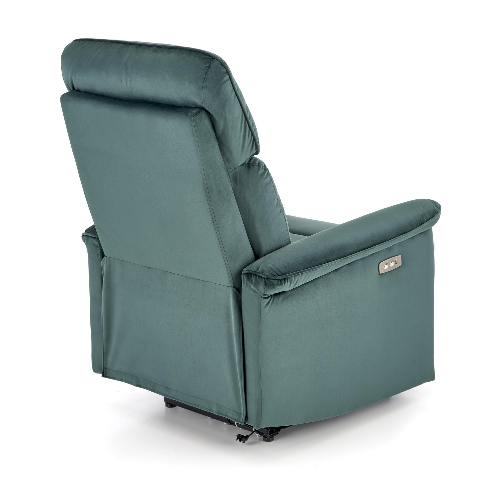 SEMIR fotel z funkcja elektrycznego rozkładania / gniazdo USB, ciemny zielony | Meble DUO 5905248126930 6