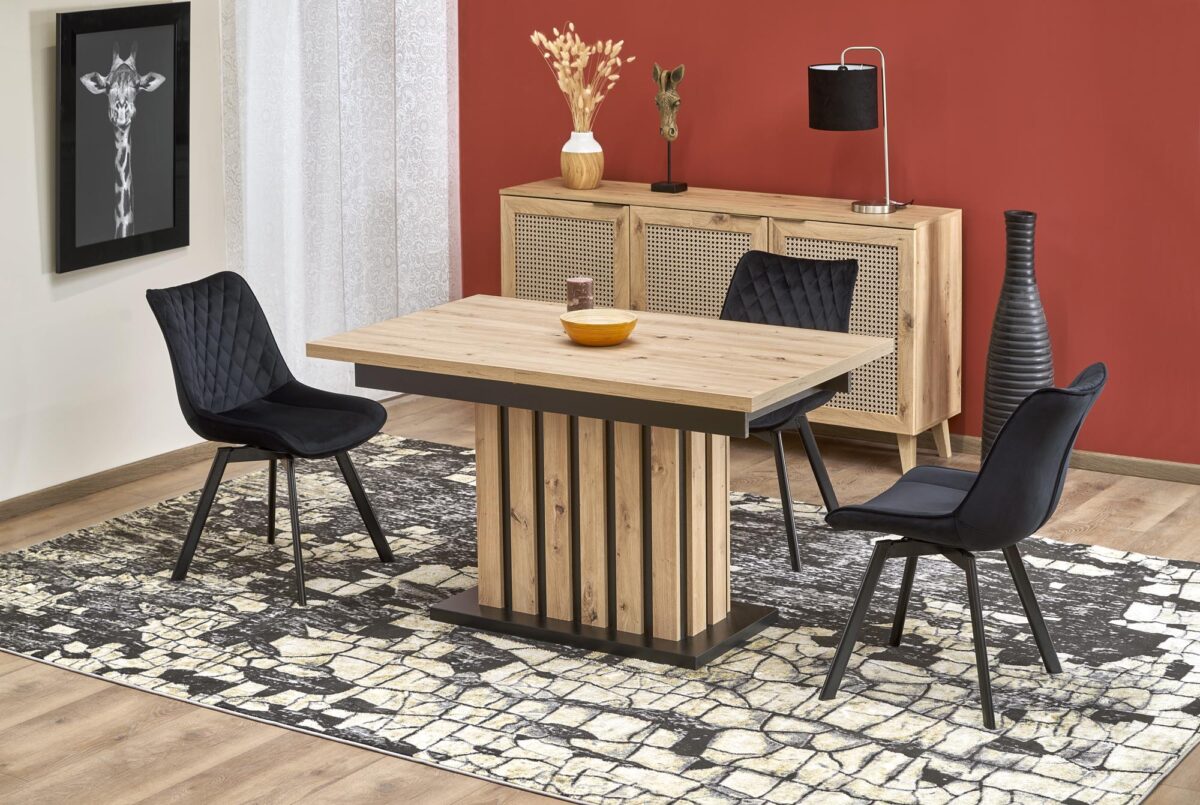 LAMELLO stół rozkładany 130-180/80 cm dąb artisan/czarny | Meble DUO 5905248127586 7