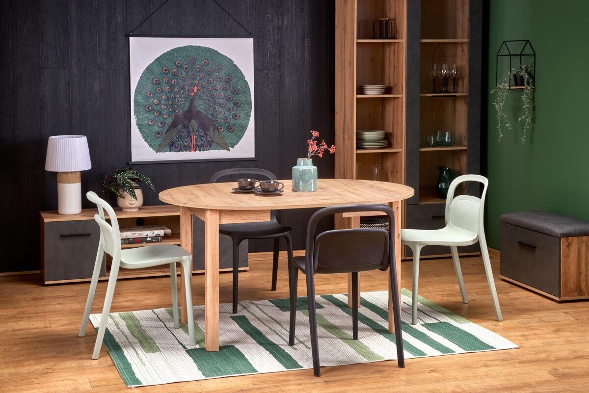 RINGO stół kolor blat dąb craft, nogi – dąb craft (102-142x102x76 cm) | Meble DUO 5905248128309 1