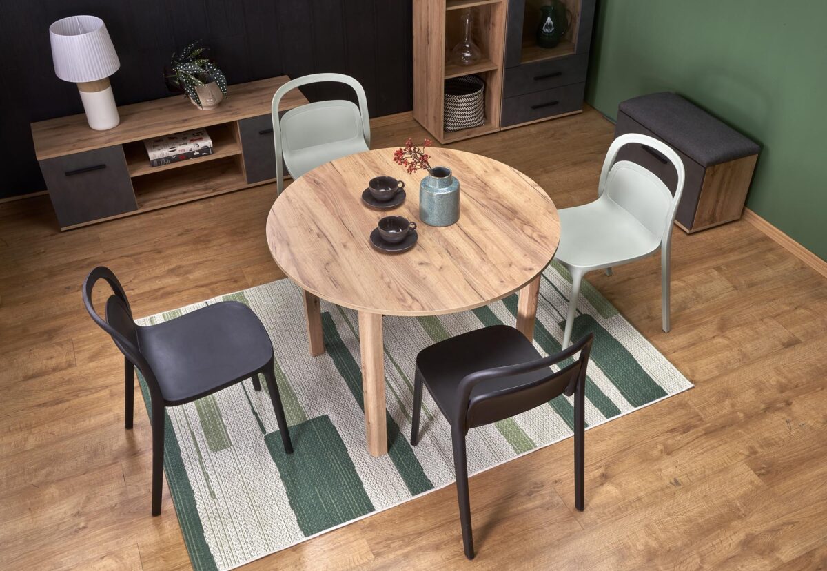 RINGO stół kolor blat dąb craft, nogi – dąb craft (102-142x102x76 cm) | Meble DUO 5905248128309 5