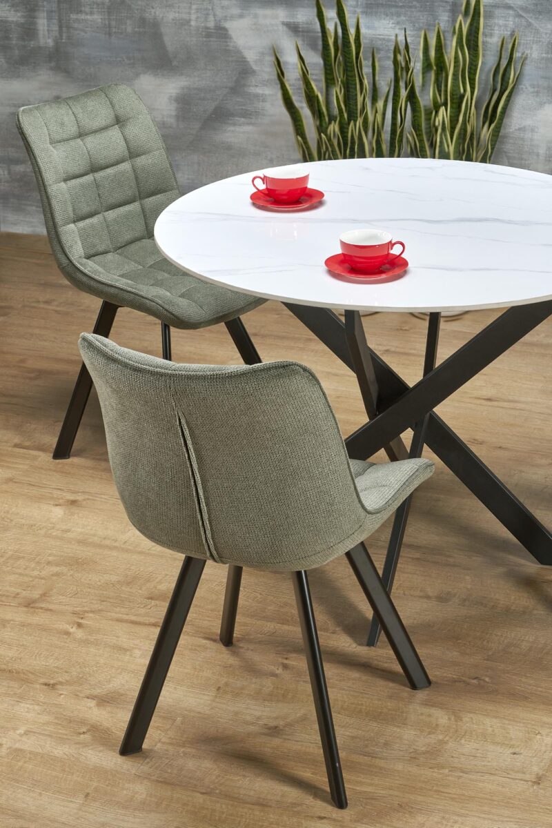 EDGAR 2 stół okrągły, blat – biały marmur, nogi – czarny | Meble DUO 5905248128842 2