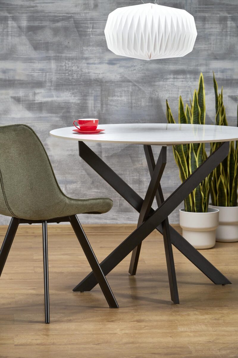 EDGAR 2 stół okrągły, blat – biały marmur, nogi – czarny | Meble DUO 5905248128842 4