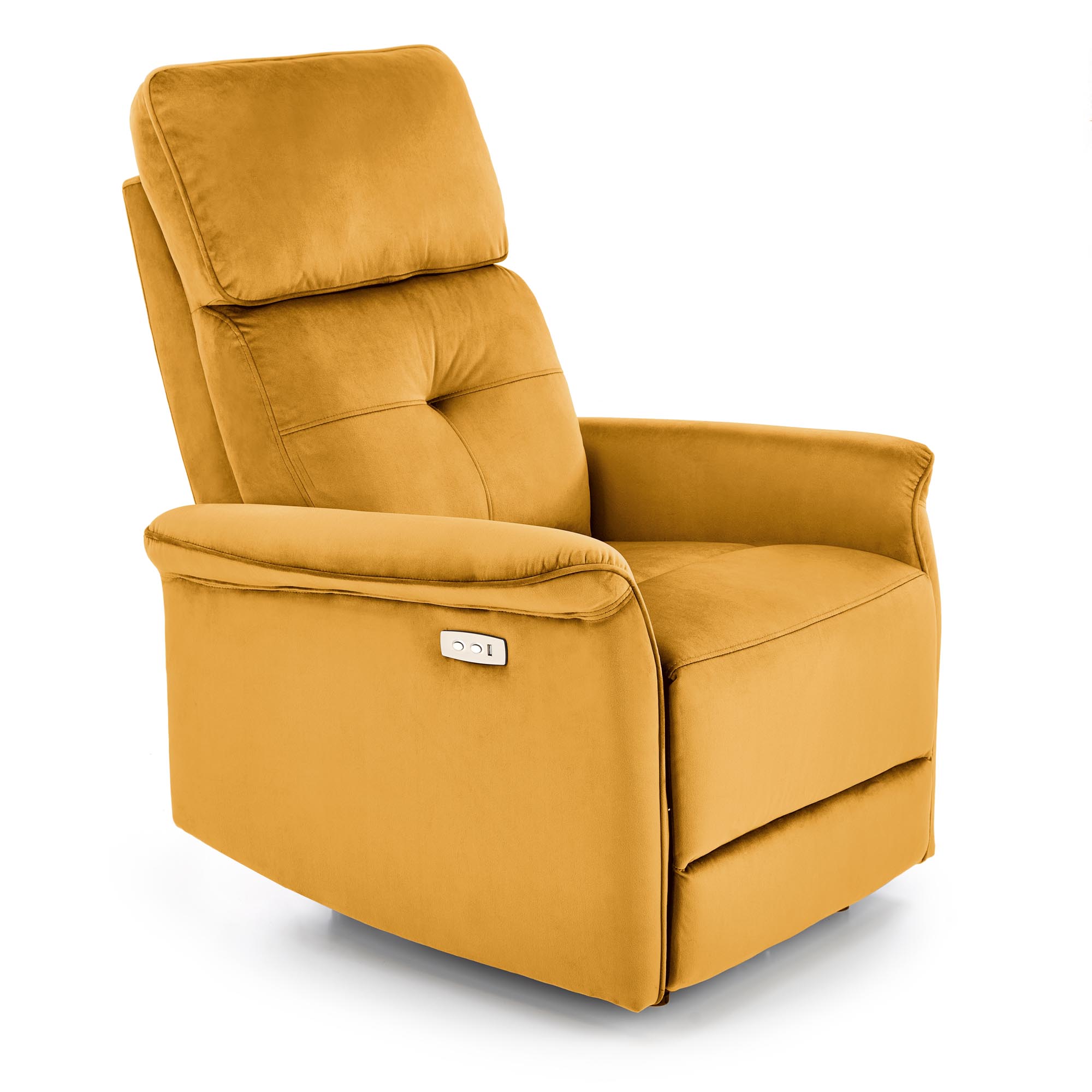 SEMIR fotel z funkcja elektrycznego rozkładania / gniazdo USB, musztardowy | Meble DUO 5905248130951 1