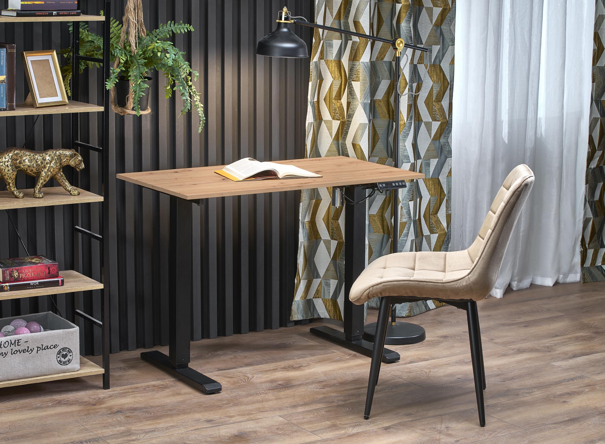 B53 biurko biurko z funkcją regulacji wysokości, dąb artisan / czarny | Meble DUO 5905248131392 1