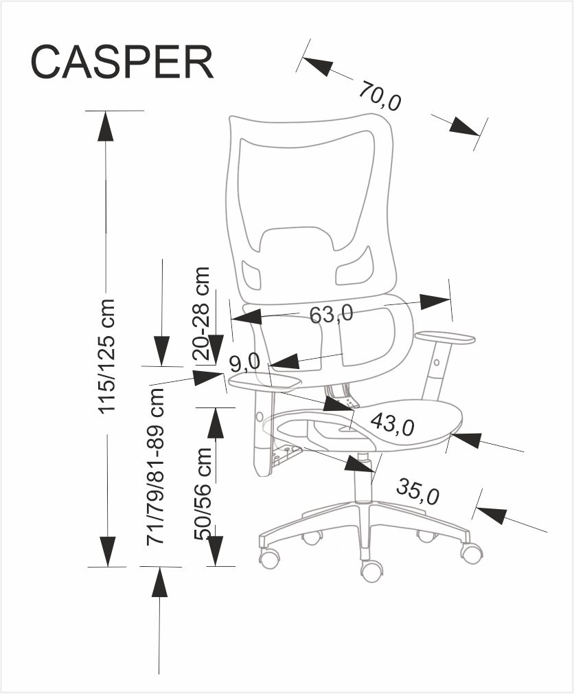 CASPER fotel gabinetowy czarny - obrazek 5