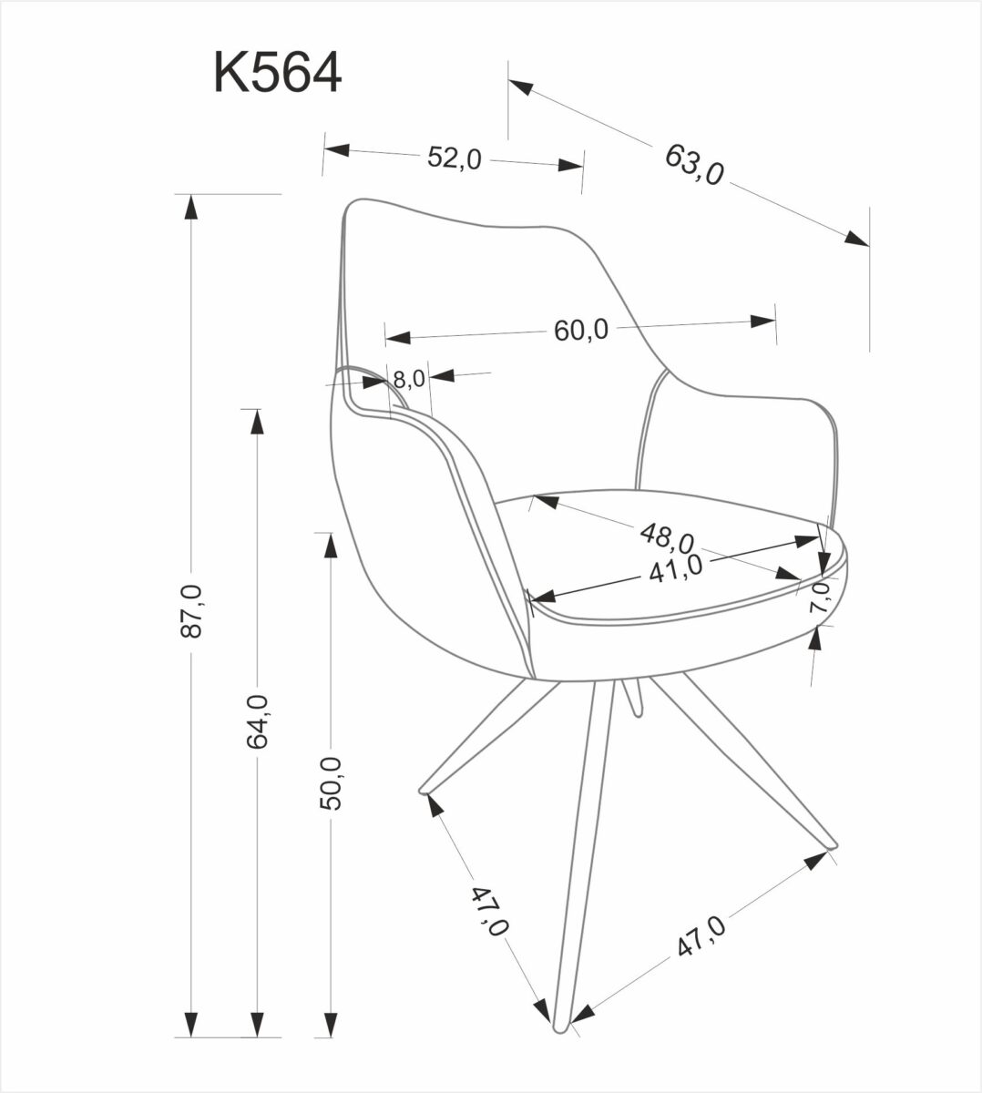 K564 krzesło popielaty | Meble DUO 5905248136380 15