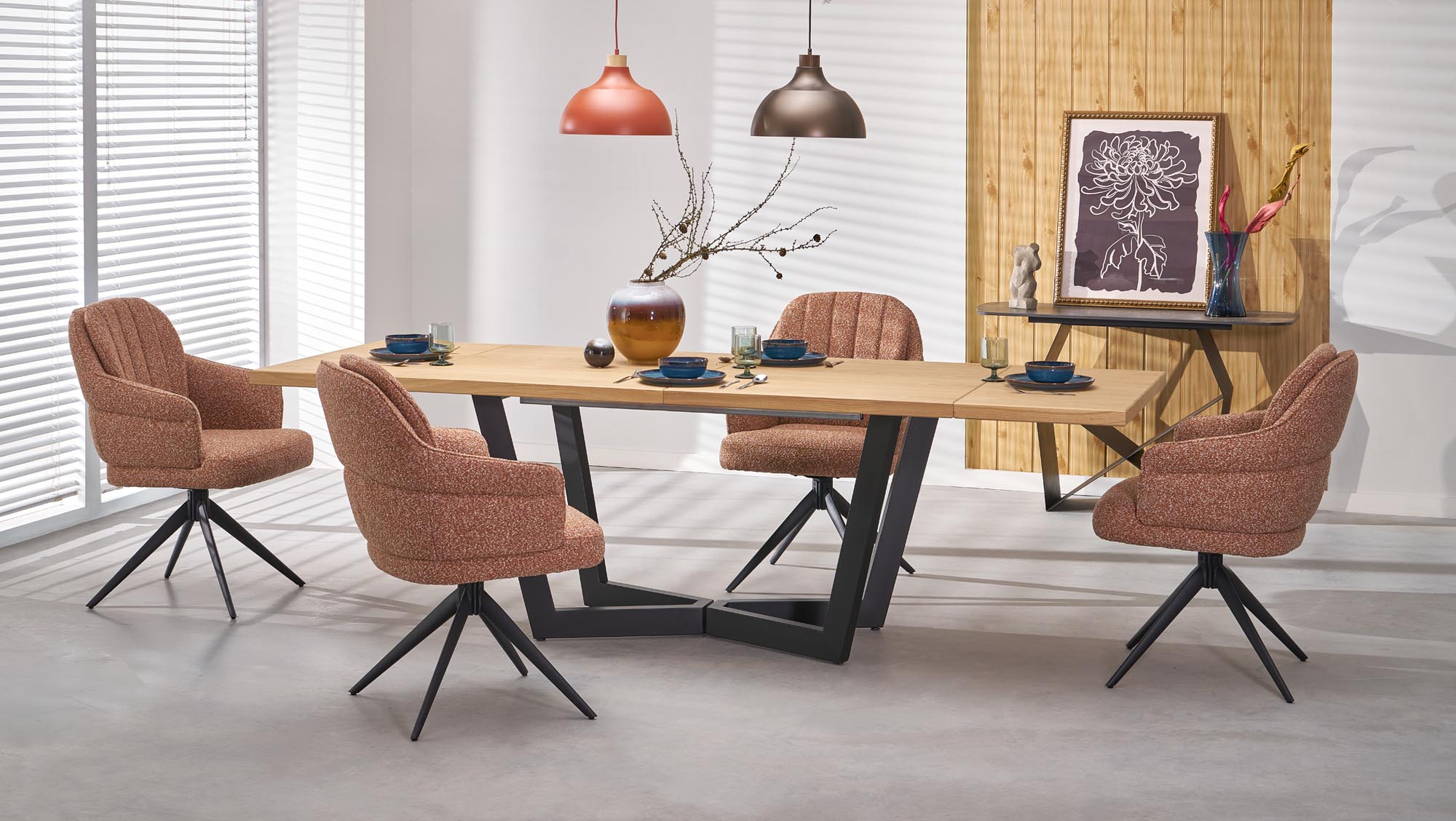 MASSIVE 2 stół rozkładany 160-250x90x77 cm dąb naturalny/czarny | Meble DUO 5905248137127 2