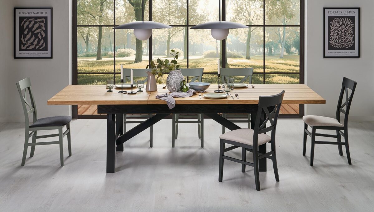 FIESTA stół rozkładany 200-280x100x77 cm dąb naturalny/czarny | Meble DUO 5905248137141 1