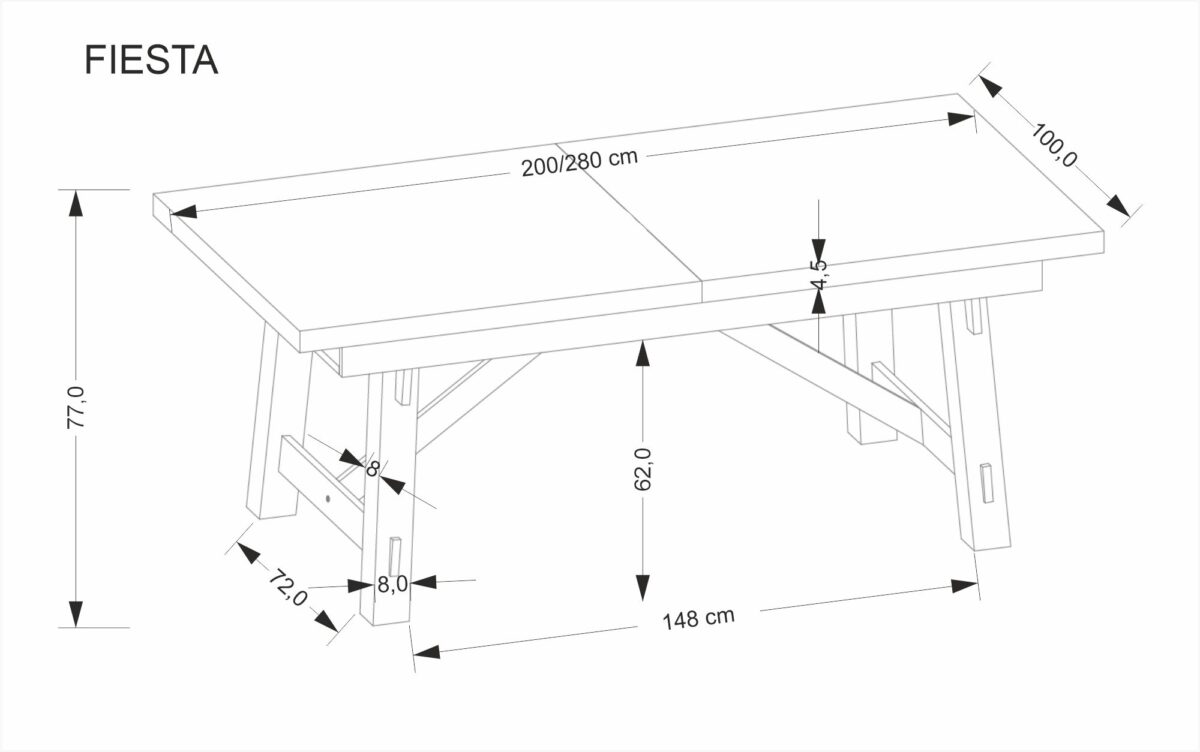 FIESTA stół rozkładany 200-280x100x77 cm dąb naturalny/czarny | Meble DUO 5905248137141 17