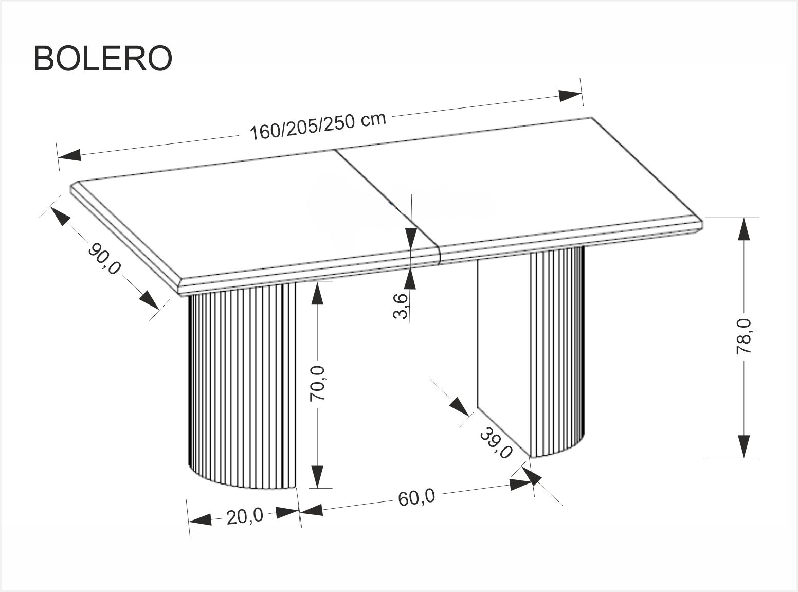 BOLERO stół rozkładany 160-250x90x78 cm dąb naturalny/czarny | Meble DUO 5905248137158 18