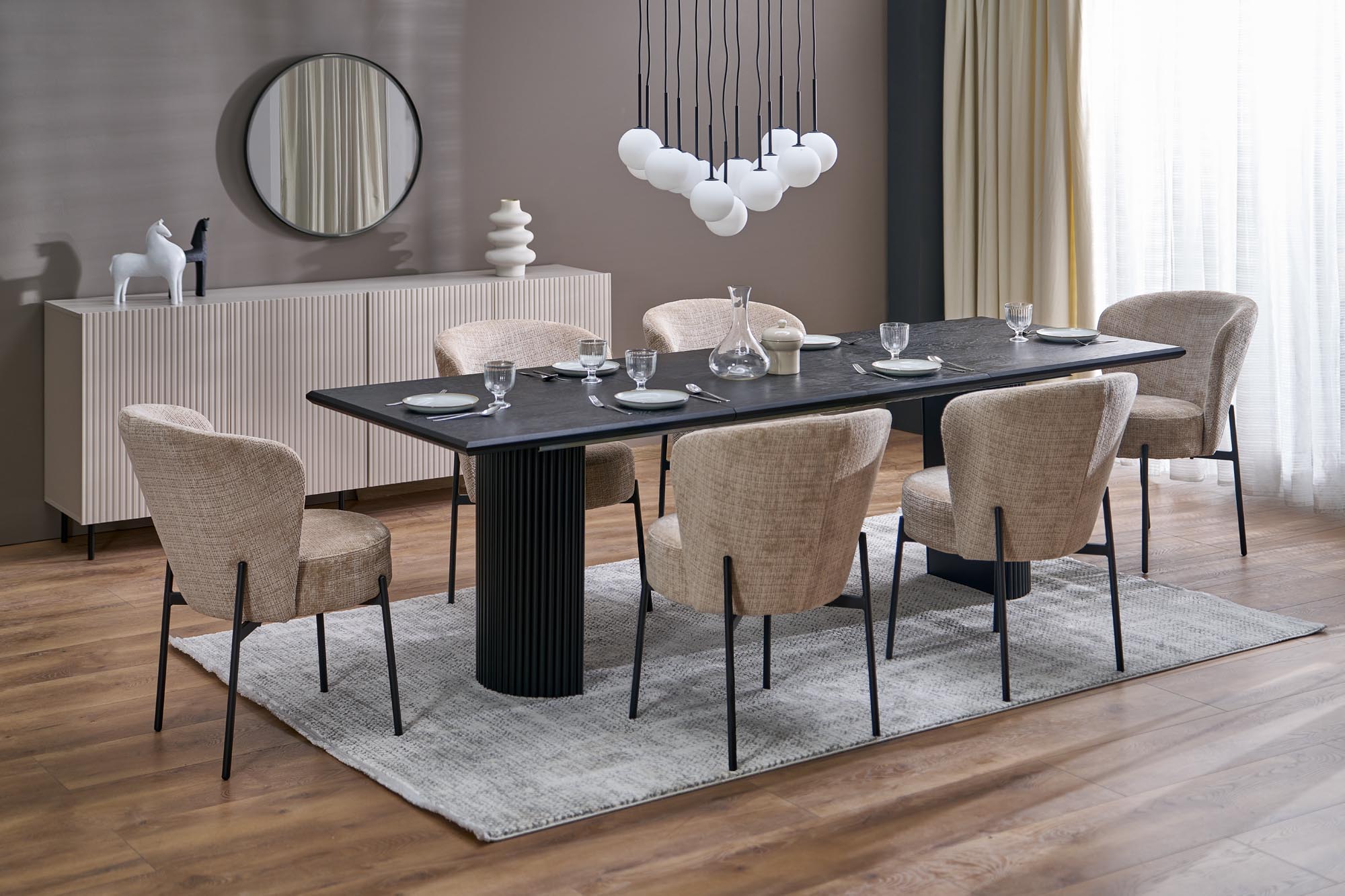 BOLERO stół rozkładany 160-250x90x78 cm dąb naturalny/czarny | Meble DUO 5905248137158 5