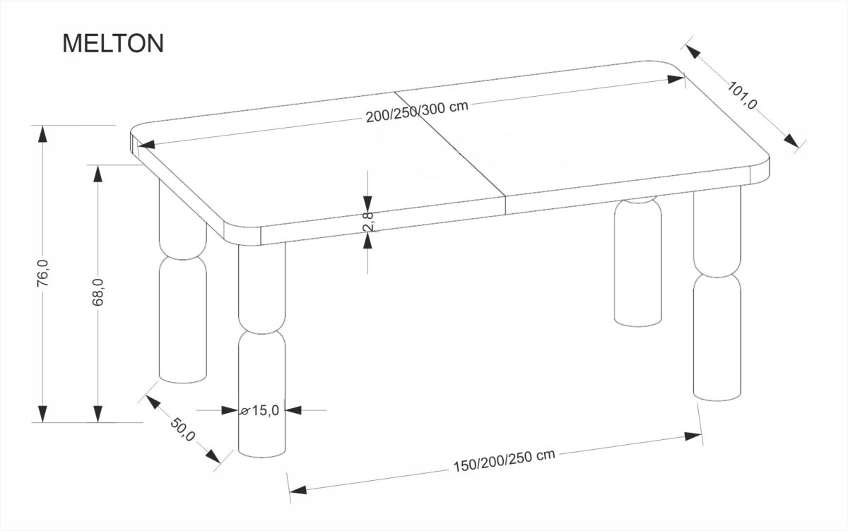 MELTON stół rozkładany 200-300x101x76 cm jasny orzech | Meble DUO 5905248137165 18