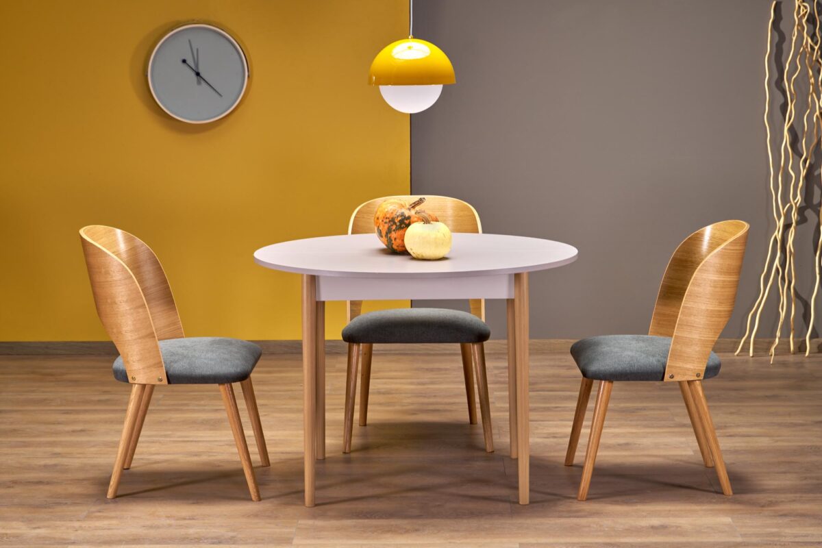 PIVOT stół rozkładany 102-142x102x75 cm, blat – kaszmir, nogi – naturalny | Meble DUO 5905248137349 1