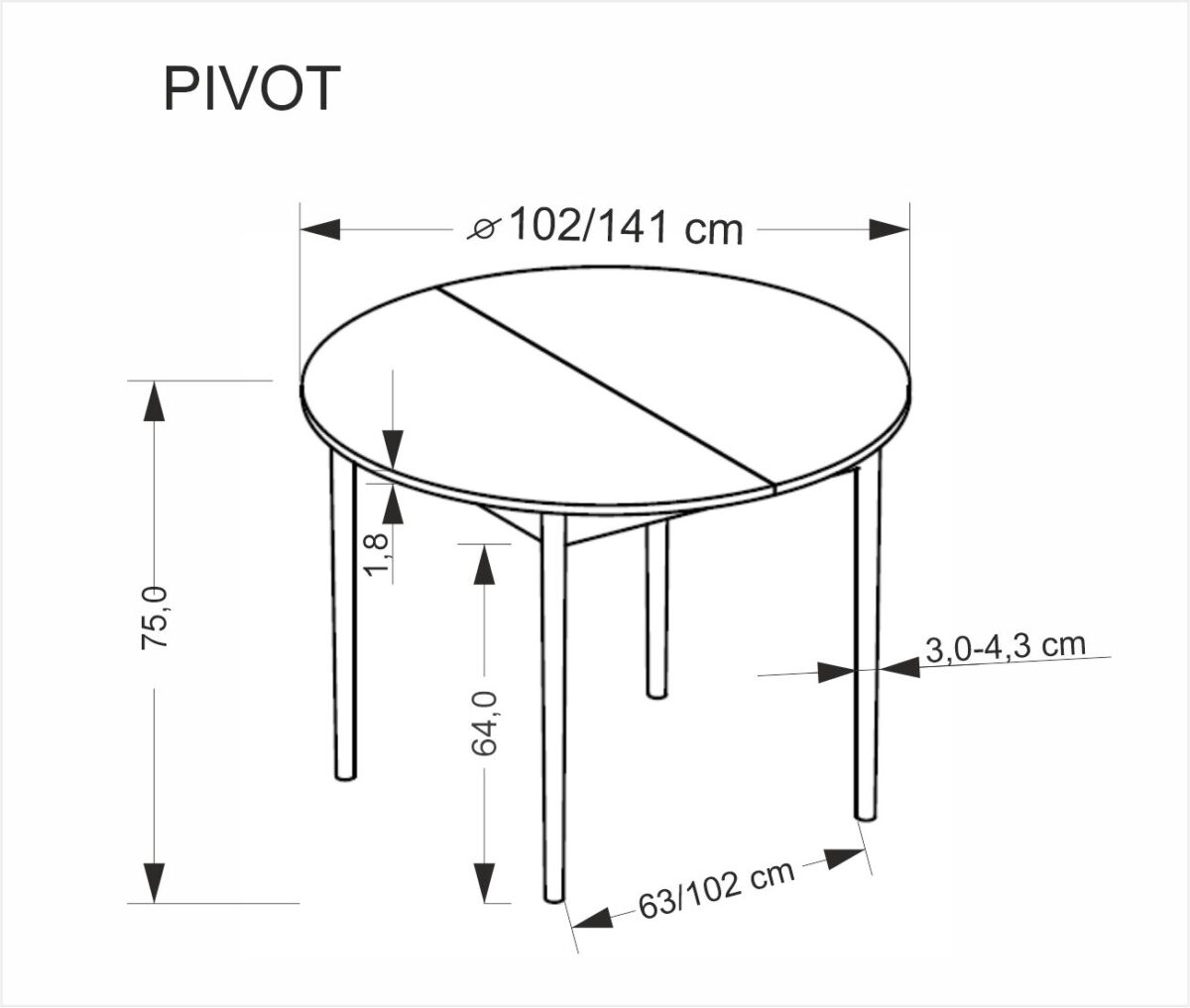 PIVOT stół rozkładany 102-142x102x75 cm, blat – kaszmir, nogi – naturalny | Meble DUO 5905248137349 18
