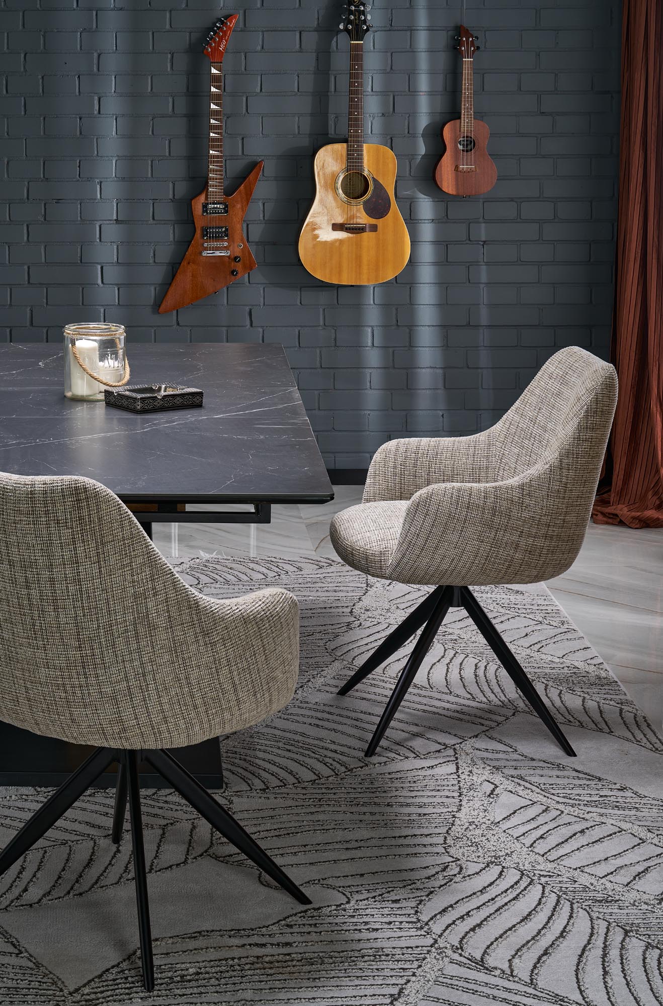 VOLANT 140 stół rozkładany, blat – czarny marmur, nogi – dąb złoty / czarny | Meble DUO 5905248137844 3