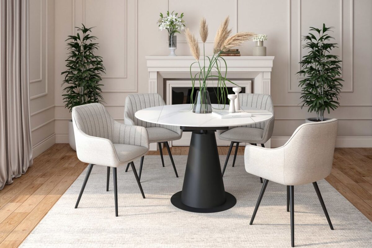 Stół rozkładany (biały marmur) 75(120)x120 | Meble DUO av46xrbrgb0jtlltw73f