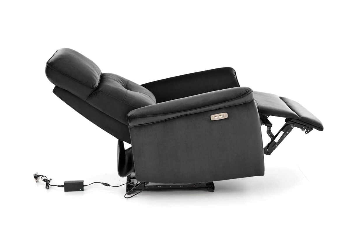 SEMIR fotel z funkcja elektrycznego rozkładania / gniazdo USB, czarny | Meble DUO 5905248130937 7