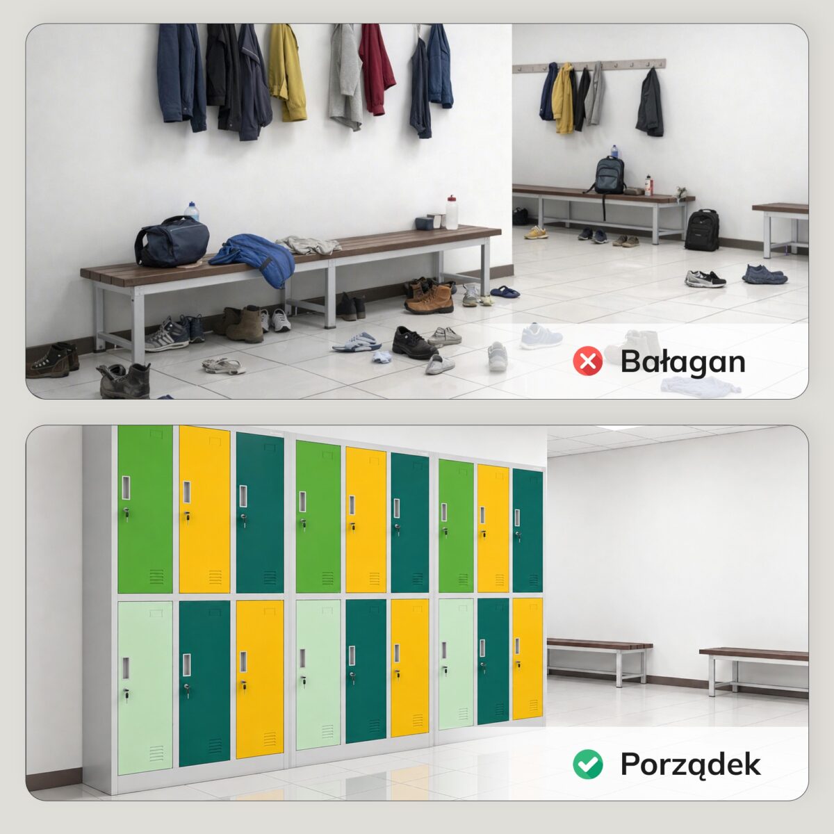 Szafa socjalna ubraniowa 6-drzwiowa szaro-zielono-żółta, 900x1850x450 mm: IGOR | Meble DUO 2207 igor szary zielony zolty feature pl 01 3