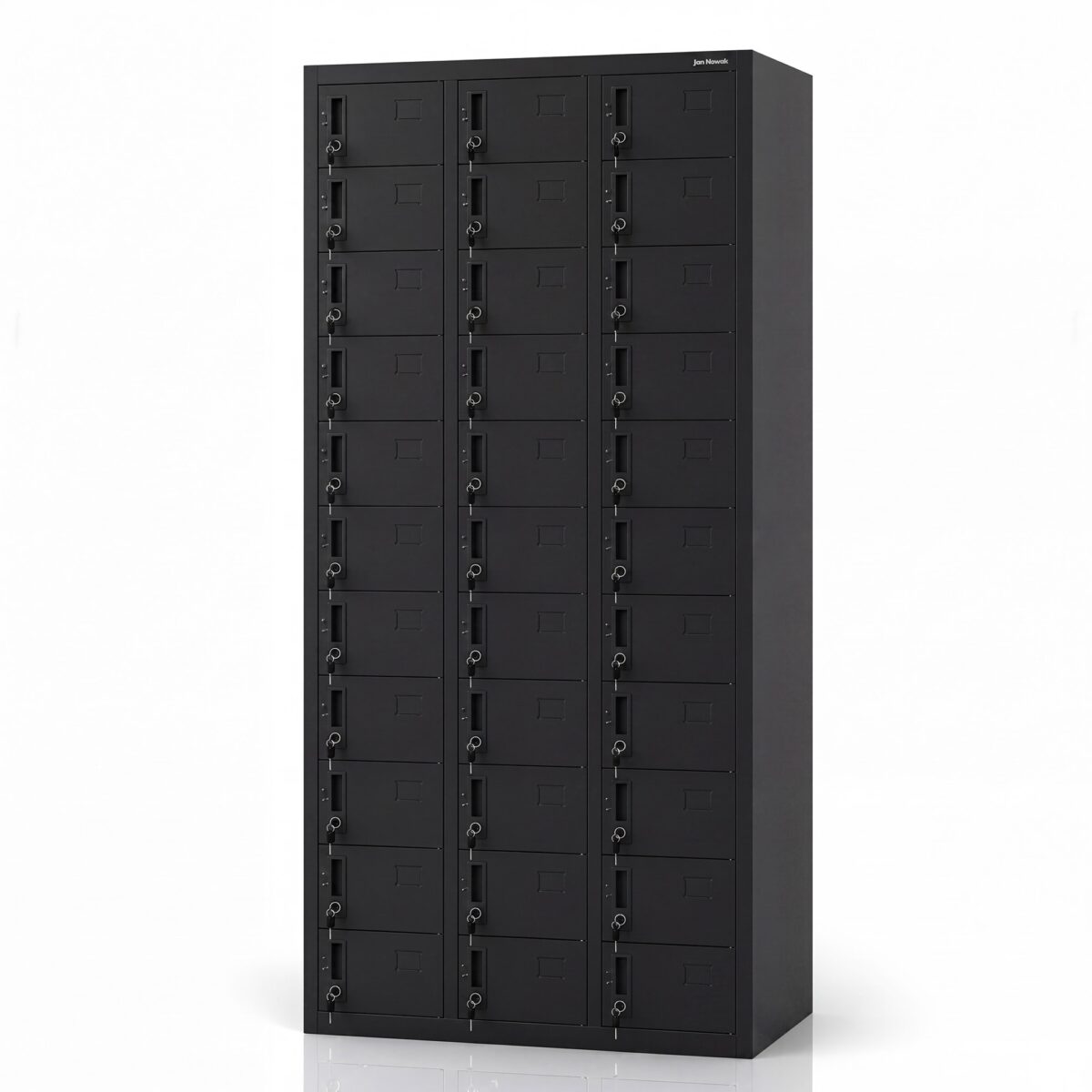 Szafka skrytkowa depozytowa 33-skrytkowa czarna, 900x1850x450 mm: OLIVER | Meble DUO 2216 oliver czarny odbicie 02