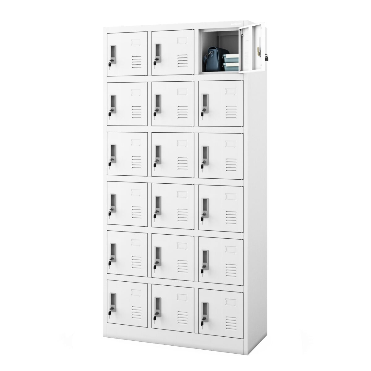 Szafka pracownicza skrytkowa 18-skrytkowa biała, 900x1850x400 mm: KAROL | Meble DUO 2255 karol bialy 02