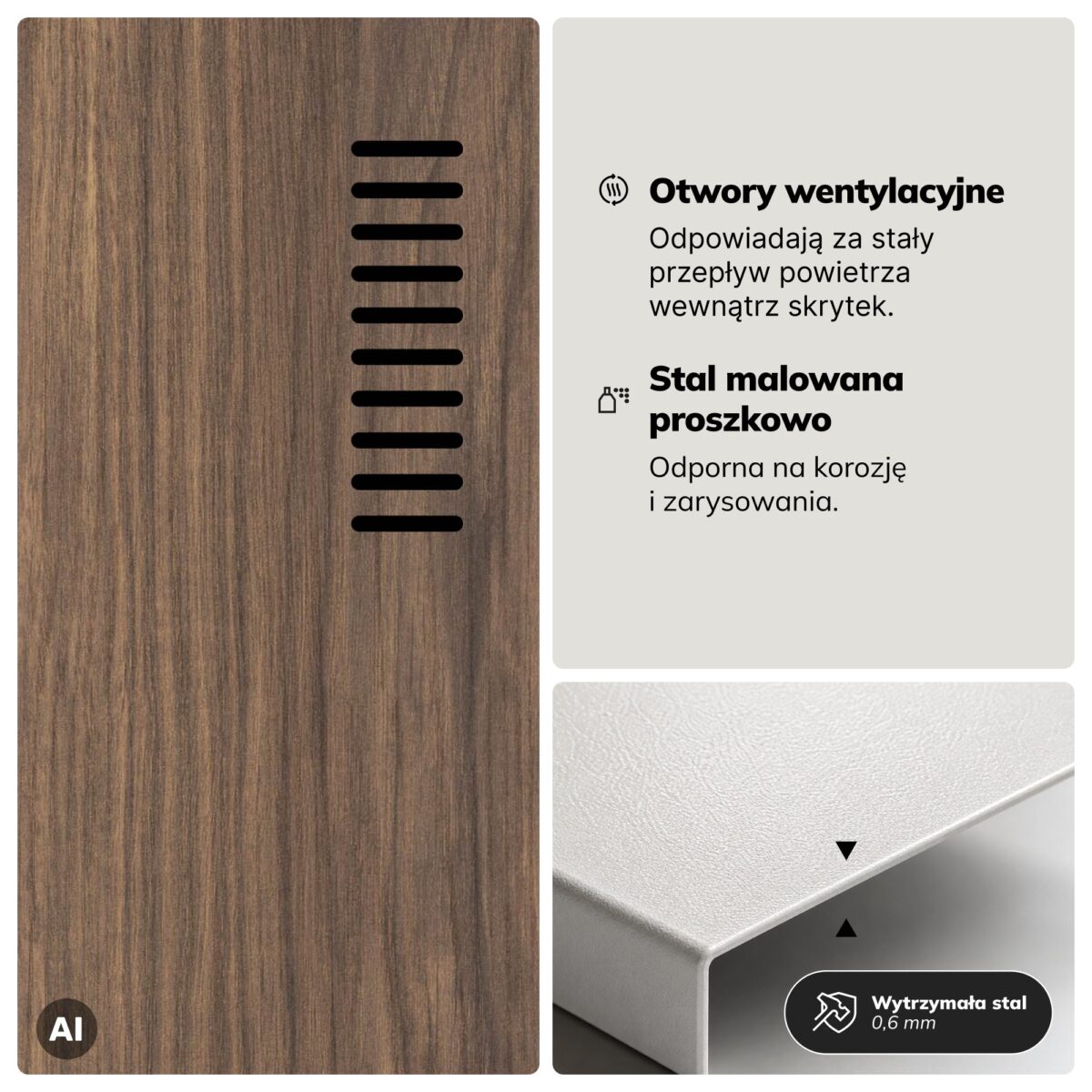 Szafa socjalna ubraniowa typu L, czterokomorowa, biała/orzech, 800x1850x450 mm: JULIA Eco Design | Meble DUO 2257 julia bialy orzech feature pl 05
