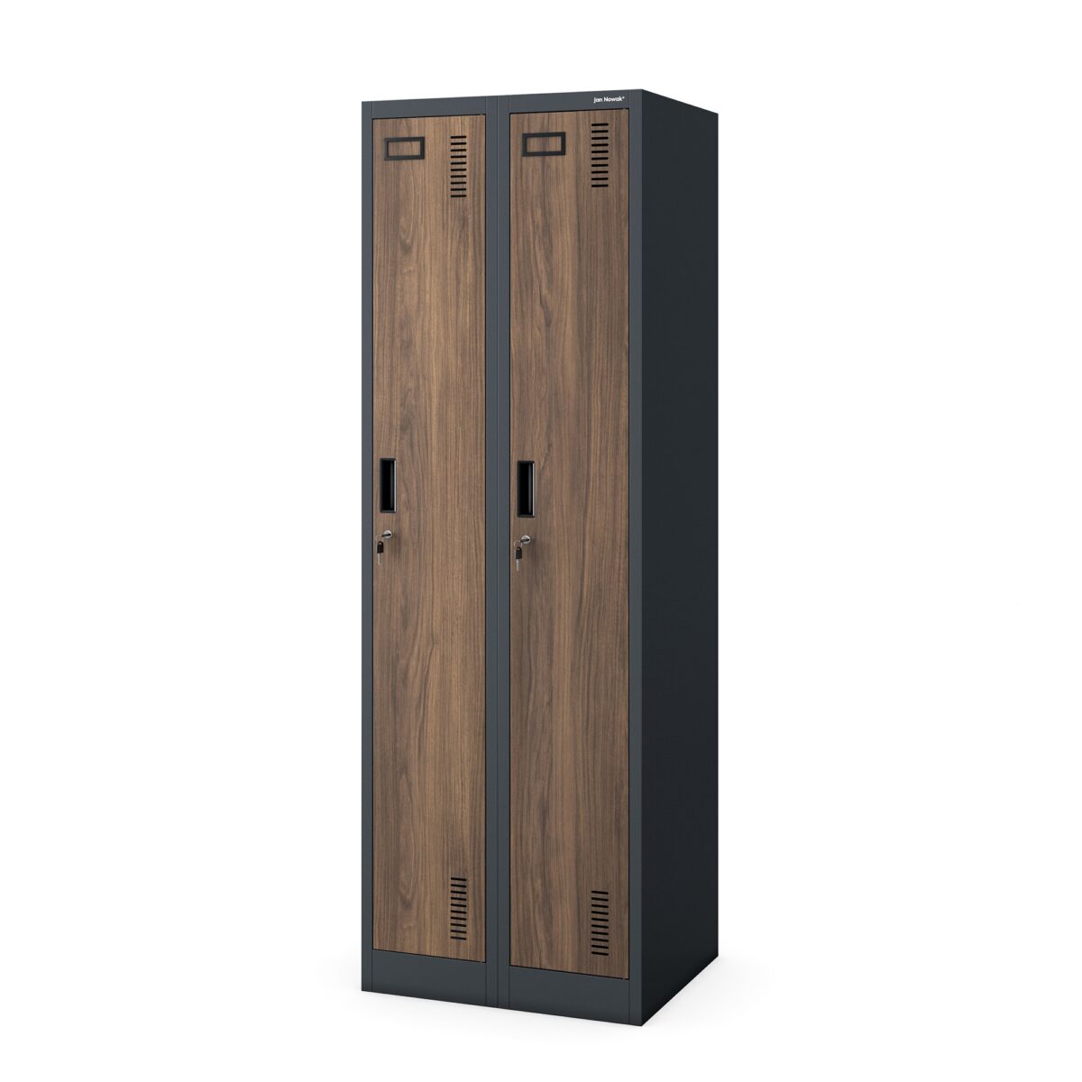 Szafka pracownicza dwukomorowa antracytowa/orzech, 600x1800x500 mm: KACPER II Eco Design | Meble DUO 2264 kacper ii antracytowy orzech 01