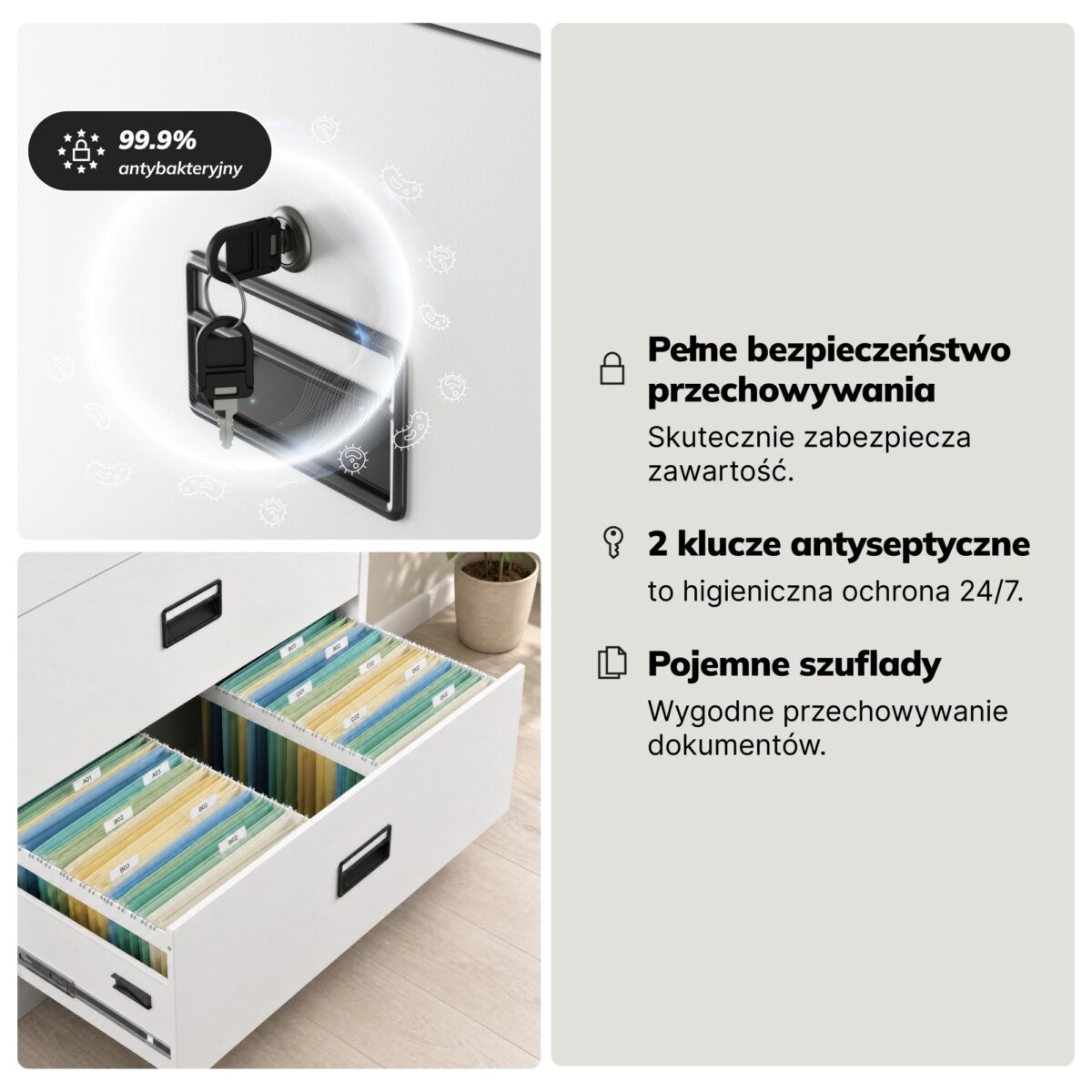 Szafa kartotekowa metalowa z 4 szufladami biała, 900x1320x600 mm: SARA XL V4 | Meble DUO 2296 sara xl v4 bia y feature pl 04