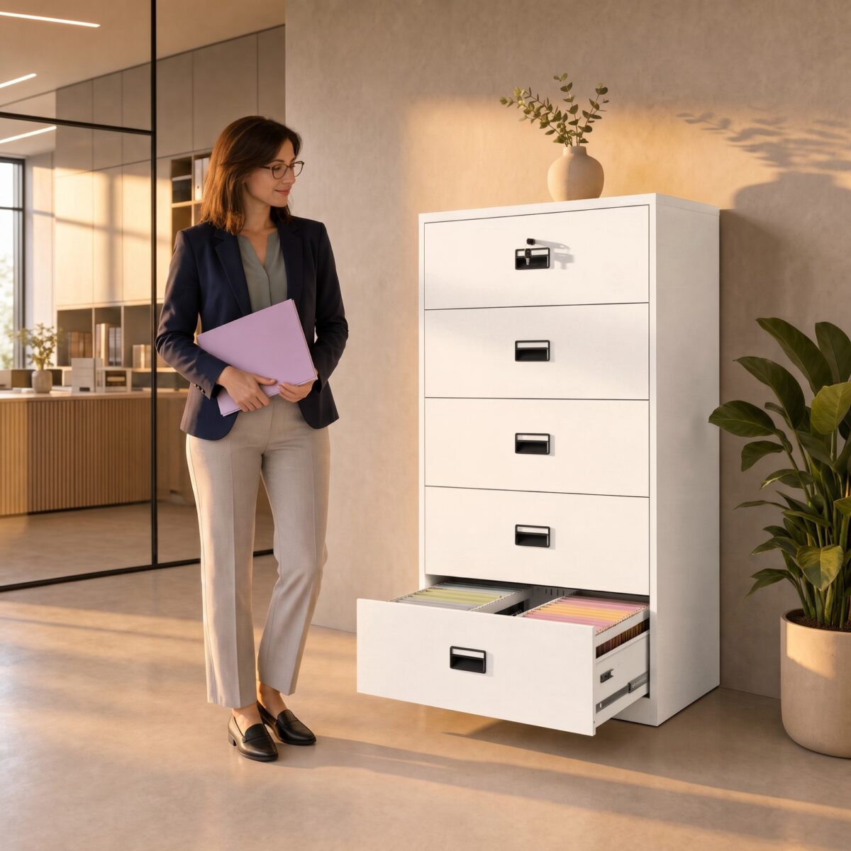Szafa kartotekowa metalowa z 5 szufladami biała, 900x1620x600 mm: SARA XL V5 | Meble DUO 2297 sara xl v5 bialy feature cz 02