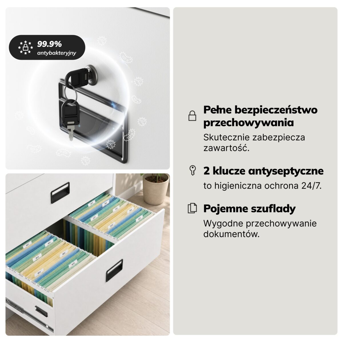 Szafa kartotekowa metalowa z 5 szufladami biała, 900x1620x600 mm: SARA XL V5 | Meble DUO 2297 sara xl v5 bialy feature pl 04
