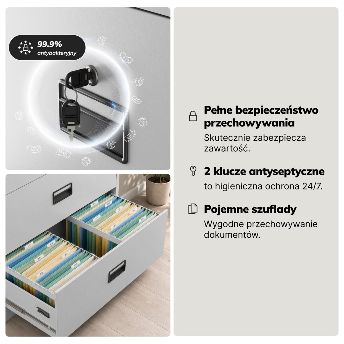Szafa kartotekowa metalowa z 5 szufladami szara, 900x1620x600 mm: SARA XL V5 | Meble DUO 2300 sara xl v5 szary feature pl 04