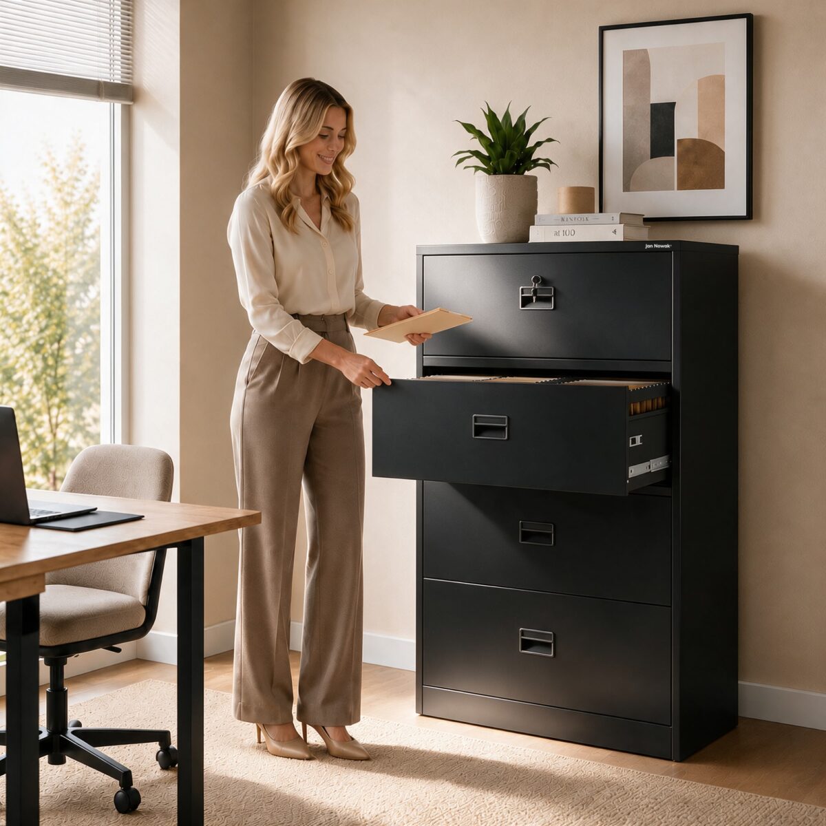 Szafa kartotekowa metalowa z 4 szufladami czarna, 900x1320x600 mm: SARA XL V4 | Meble DUO 2305 sara xl v4 czarny feature cz 02