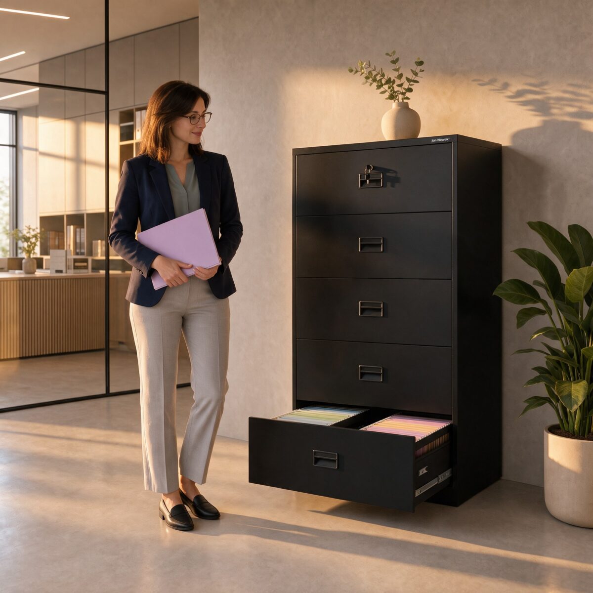 Szafa kartotekowa metalowa z 5 szufladami czarna, 900x1620x600 mm: SARA XL V5 | Meble DUO 2306 sara xl v5 czarny feature nl 02