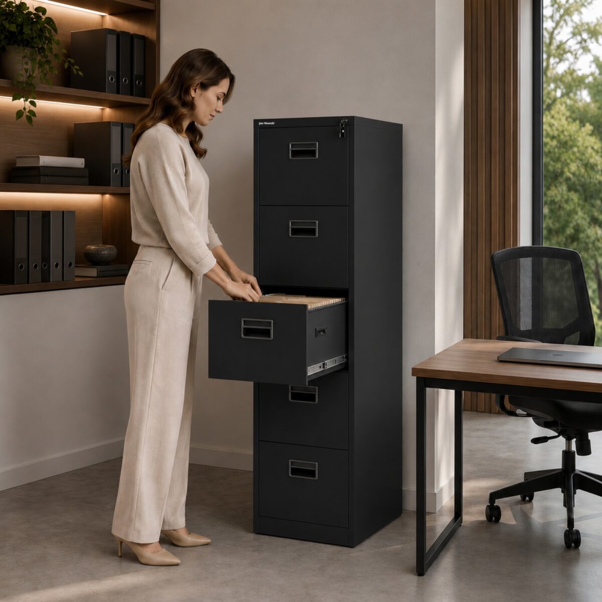 Szafa kartotekowa metalowa z 5 szufladami czarna, 460×1625.5×600 mm: SARA V5 | Meble DUO 2310 sara v5 czarny feature pl 02 1
