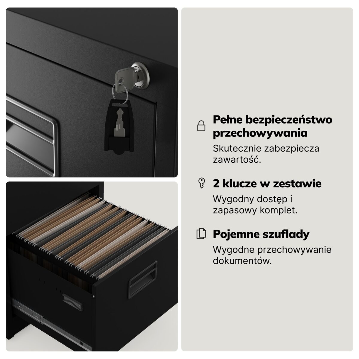 Szafa kartotekowa metalowa z 5 szufladami czarna, 460×1625.5×600 mm: SARA V5 | Meble DUO 2310 sara v5 czarny feature pl 04 1