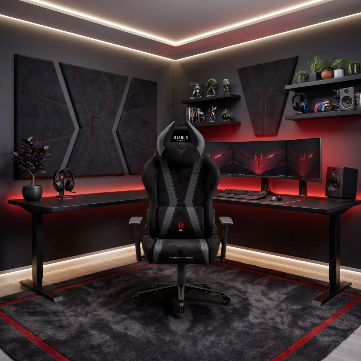 Fotel gamingowy materiałowy czarny Normal Size: Diablo X-Horn 2.0 Burned Black | Meble DUO 2361 x horn 2.0 normal burned black wiz 02