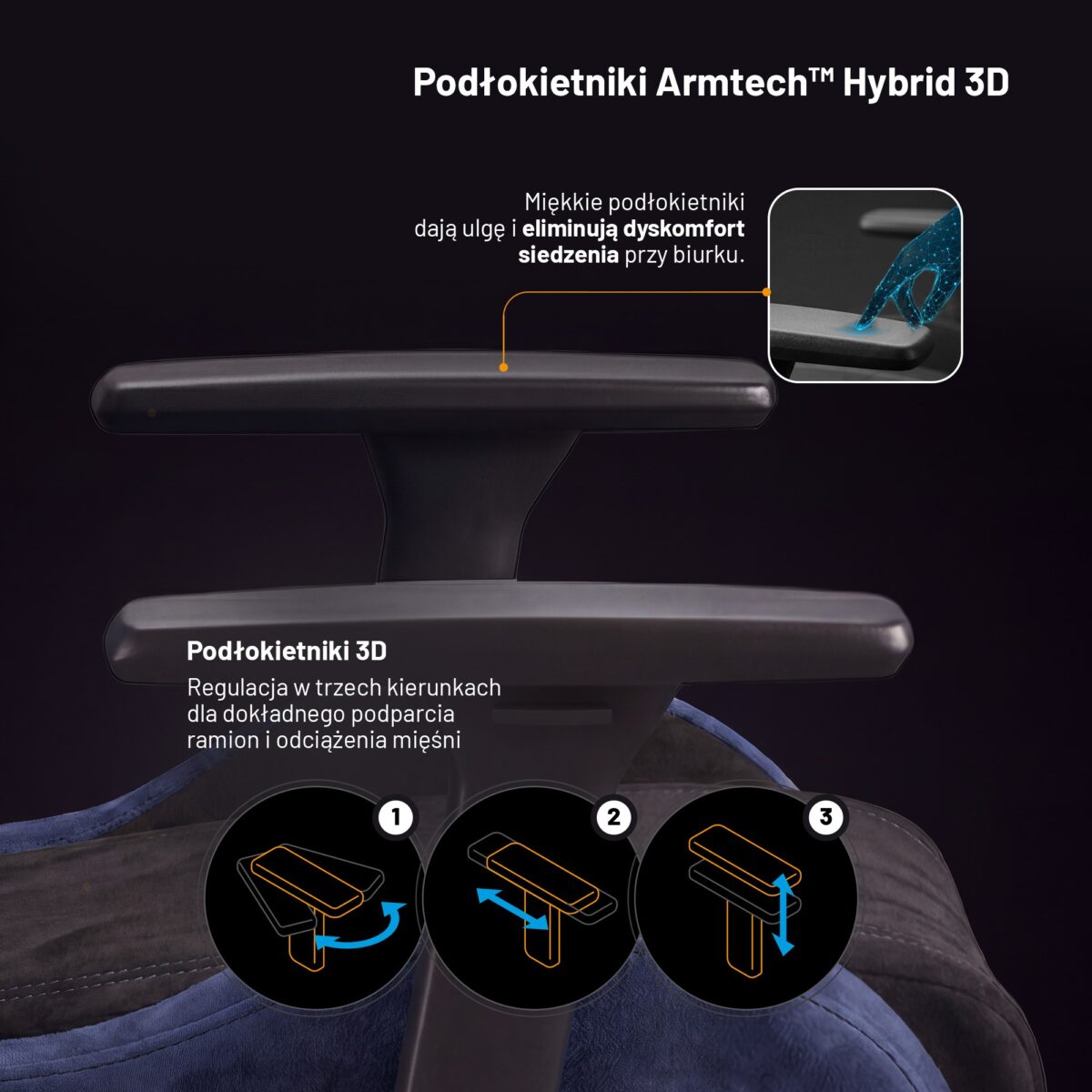 Fotel gamingowy materiałowy Normal Size, czarno-niebieski: Diablo X-Horn 2.0 Night Blue | Meble DUO 2362 x horn 2.0 normal night blue feature pl 03