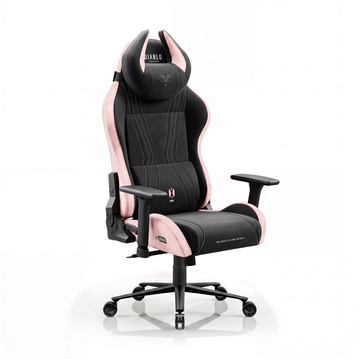 Fotel gamingowy materiałowy Normal Size, czarno-różowy: Diablo X-Horn 2.0 Akira Pink | Meble DUO 2365 x horn 2.0 normal akira pink 01