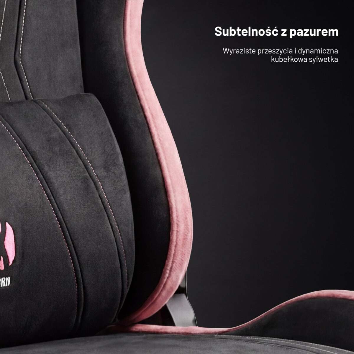 Fotel gamingowy materiałowy Normal Size, czarno-różowy: Diablo X-Horn 2.0 Akira Pink | Meble DUO 2365 x horn 2.0 normal akira pink feature pl 02