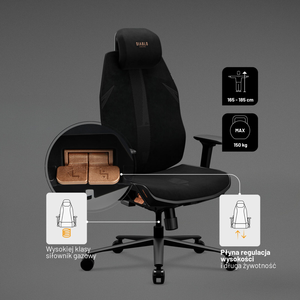 Fotel biurowy ergonomiczny czarny: Diablo V-Flash Ultra Black | Meble DUO 2366 v flash ultra black feature pl 05
